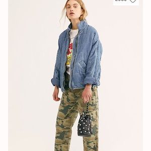 Free People Dolman Quilted Denim Jacket